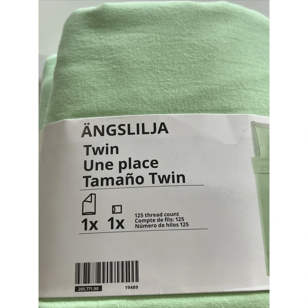 New IKEA ANGSLILJA Twin Duvet Cover with Pillowcase Light Green bed Set